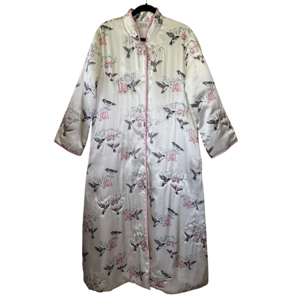Vintage‎ National Wildlife Federation Robe Quilted Hummingbird Sz M Soft Girl